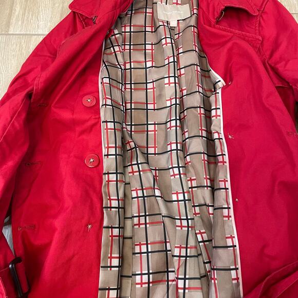 Banana Republic Red Double Breasted Trench Coat Women’s Medium Belted Lined - Picture 7 of 8